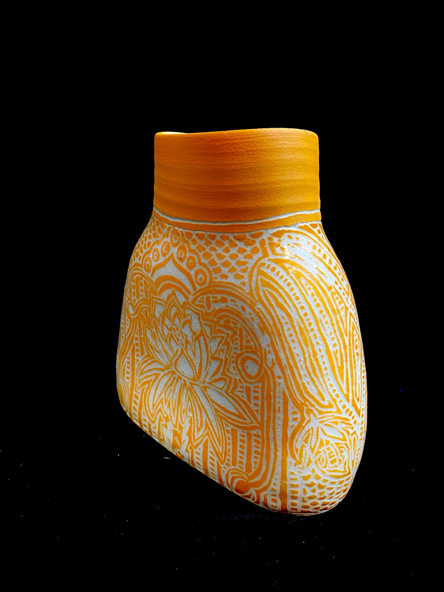 Mango Orange Carved Vase