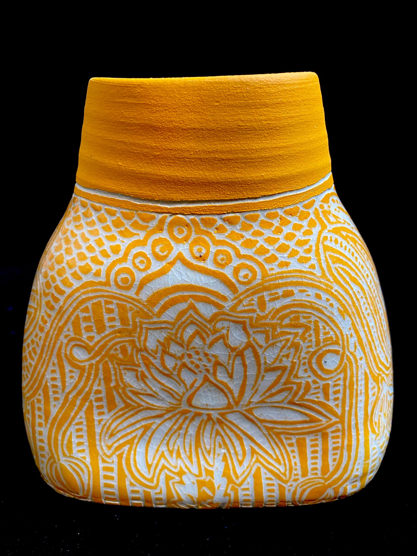 Mango Orange Carved Vase